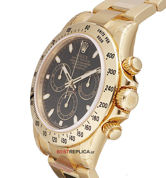 Rolex Cosmograph Daytona Black Dial 18k Gold - BestReplica