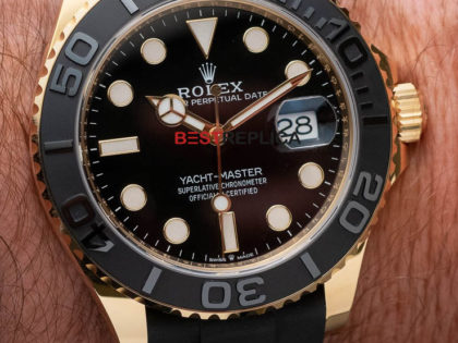 The New 2022 Swiss Replica Rolex Yacht-Master 42mm 18k Yellow Gold in Rubber Band